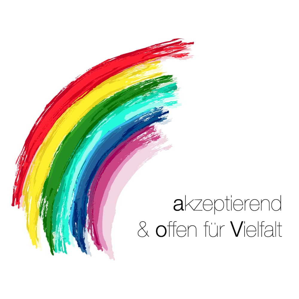 Logo akzeptierend & offen für Vielfalt