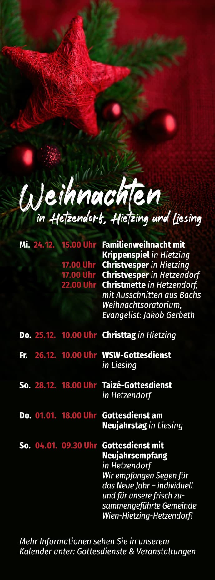 Weihnachten in Hetzendorf – Termine 2025