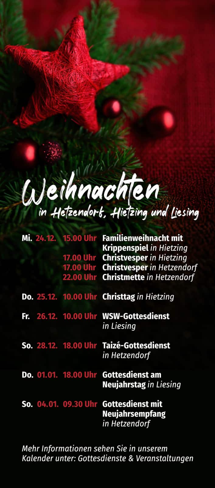 Weihnachten in Hetzendorf – Termine 2025